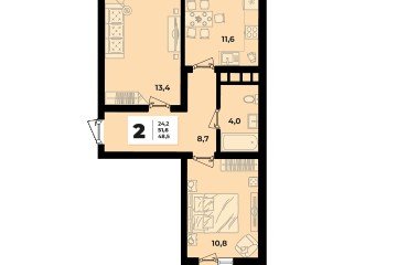 Фото №2: 2-комнатная квартира 51 м² - Краснодар, мкр. жилой комплекс Грани, ул. Западный Обход, 45к1