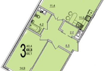 Фото №1: 3-комнатная квартира 68 м² - Краснодар, мкр. жилой комплекс Грани, ул. Западный Обход, 45к1