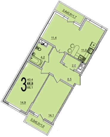 Фото №1: 3-комнатная квартира 68 м² - Краснодар, жилой комплекс Грани, ул. Западный Обход, 45к1