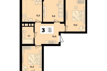 Фото №2: 3-комнатная квартира 65 м² - Краснодар, мкр. жилой комплекс Грани, ул. Западный Обход, 45к1