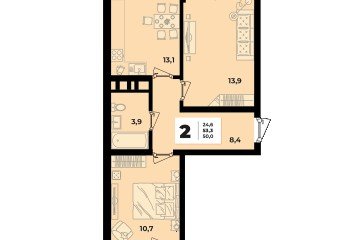 Фото №2: 2-комнатная квартира 53 м² - Краснодар, мкр. жилой комплекс Грани, ул. Западный Обход, 45к1