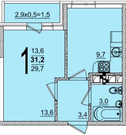 Фото №1: 1-комнатная квартира 31 м² - Краснодар, жилой комплекс Грани, ул. Западный Обход, 45к1