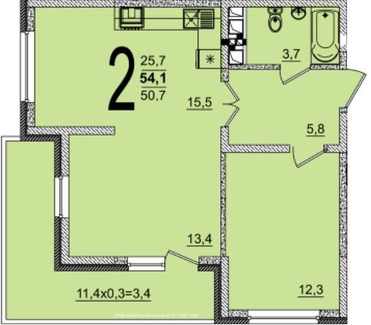 Фото №1: 2-комнатная квартира 54 м² - Краснодар, жилой комплекс Грани, 