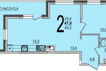 Фото №1: 2-комнатная квартира 47 м² - Краснодар, мкр. жилой комплекс Грани, 