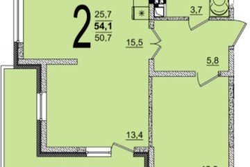 Фото №1: 2-комнатная квартира 54 м² - Краснодар, мкр. жилой комплекс Грани, 