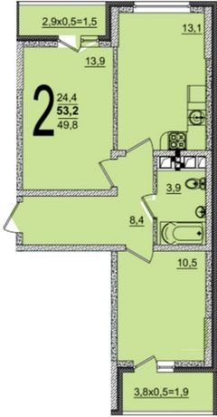 Фото №1: 2-комнатная квартира 53 м² - Краснодар, жилой комплекс Грани, 