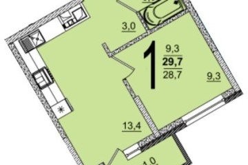 Фото №1: 1-комнатная квартира 29 м² - Краснодар, мкр. жилой комплекс Грани, 