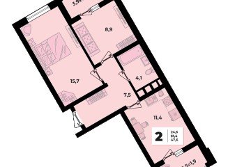 Фото №2: 2-комнатная квартира 51 м² - Краснодар, мкр. жилой комплекс Грани, 