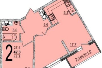 Фото №1: 2-комнатная квартира 42 м² - Краснодар, мкр. жилой комплекс Грани, 