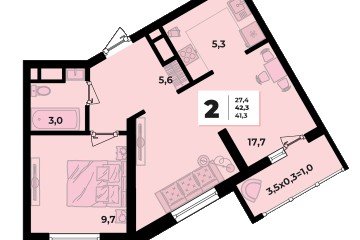 Фото №2: 2-комнатная квартира 42 м² - Краснодар, мкр. жилой комплекс Грани, 