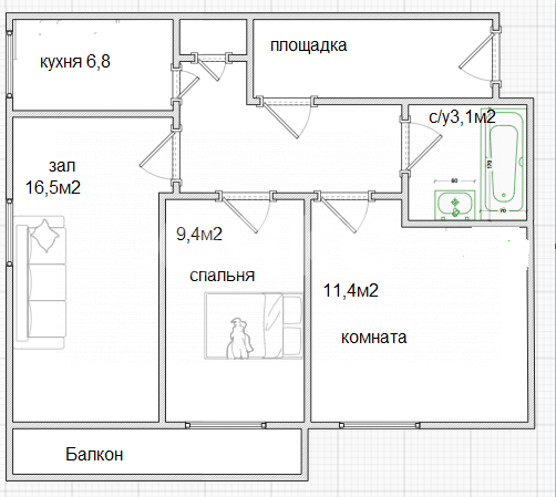 Фото №12: 3-комнатная квартира 54 м² - Геленджик, Северный, 4