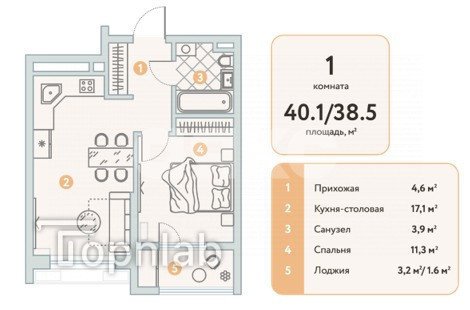 Фото №11: 1-комнатная квартира 40 м² - Супсех, жилой комплекс Виноград, ул. Виноградная, 7А