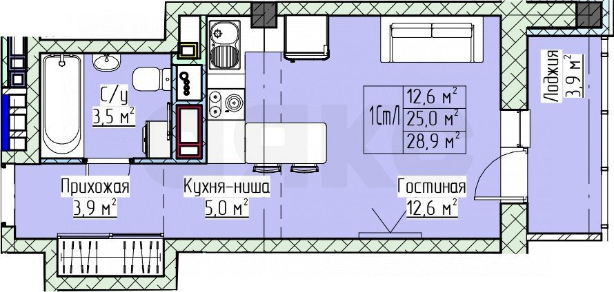 Фото №3: Студия 28 м² - Нижнекамск, жилой комплекс Матур-НК, ул. Менделеева, 43А