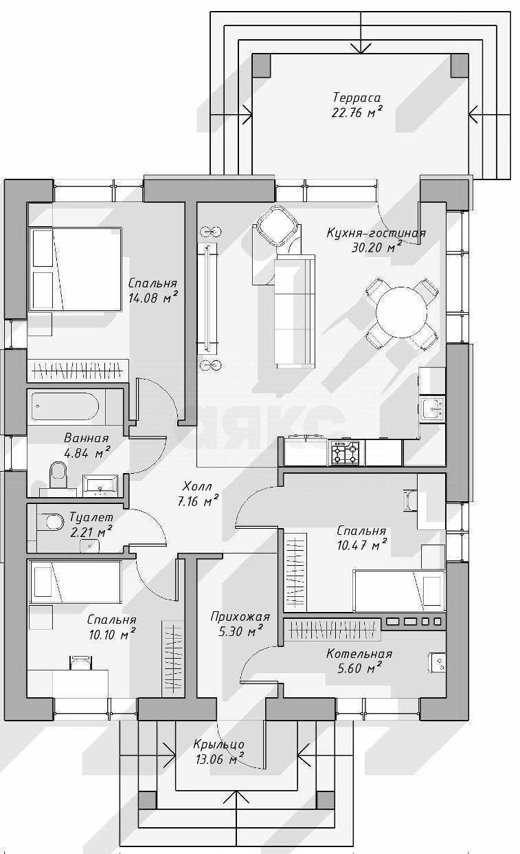 Фото №7: Дом 125 м² + 5.1 сот. - Большие Кабаны, коттеджный  Аэросити, ул. Антонова