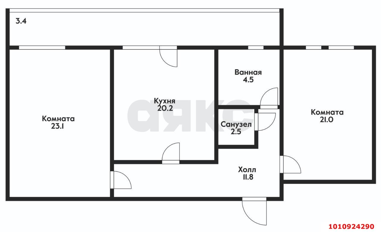 Фото №15: 2-комнатная квартира 93 м² - Краснодар, Центральный, ул. Будённого, 129