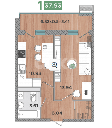 Фото №11: 1-комнатная квартира 37 м² - Темрюк, ул. Дальняя, 30