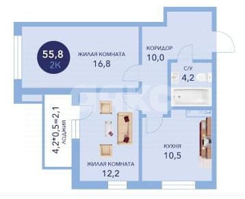 Фото №24: 2-комнатная квартира 57 м² - Анапа, жилой комплекс Два Адмирала, ул. Ленина, 241к1