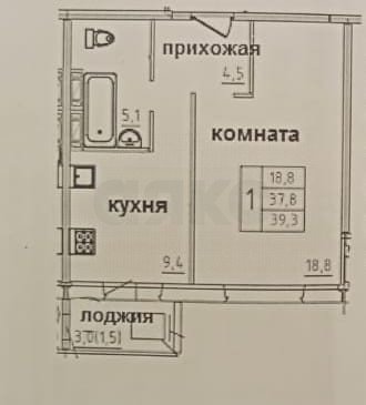 Фото №2: 1-комнатная квартира 39 м² - Смоленская область муниципальное образование Смоленск