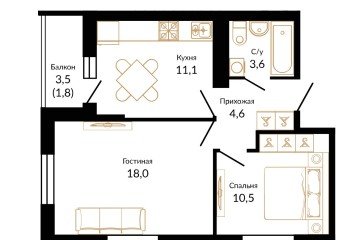 Фото №3: 2-комнатная квартира 49 м² - Краснодар, мкр. жилой комплекс Айвазовский, 