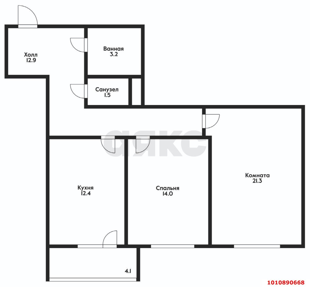 Фото №5: 2-комнатная квартира 70 м² - Краснодар, жилой комплекс Лиговский, ул. Академика Фёдорова, 9