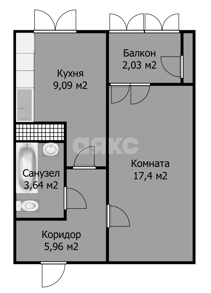 Фото №20: 1-комнатная квартира 38 м² - Анапа, жилой комплекс Парковый, ул. Парковая, 79к2