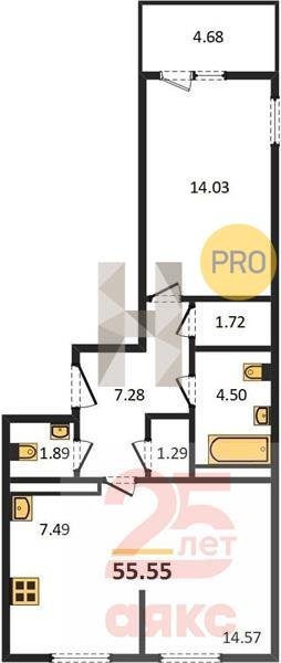 Фото №1: 1-комнатная квартира 55 м² - Краснодар, жилой комплекс Нeo-квартал Красная Площадь, ул. Конгрессная, 19/3