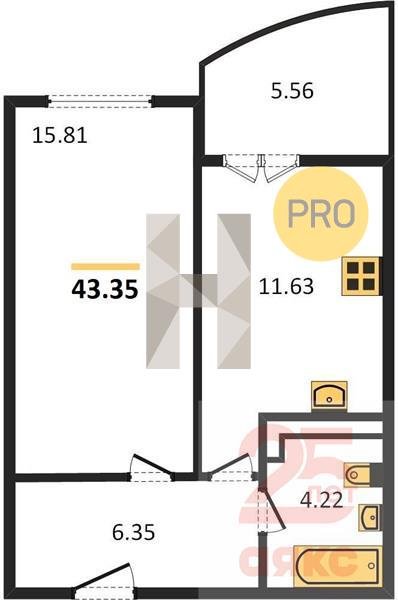 Фото №1: 1-комнатная квартира 43 м² - Краснодар, жилой комплекс Хорошая Погода, ул. Кирилла Россинского, 3/1