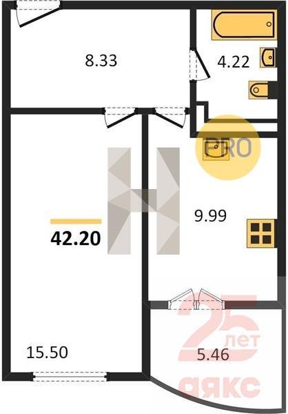 Фото №1: 1-комнатная квартира 42 м² - Краснодар, жилой комплекс Хорошая Погода, ул. Кирилла Россинского, 3/1