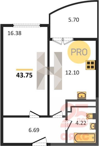 Фото №1: 1-комнатная квартира 43 м² - Краснодар, жилой комплекс Хорошая Погода, ул. Кирилла Россинского, 3/1