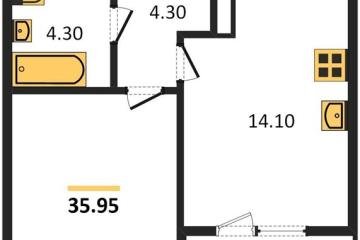 Фото №1: 1-комнатная квартира 35 м², 21/24 эт. - Краснодар, мкр. ЖК Все Свои Вип, ул. Колхозная, 5/2
