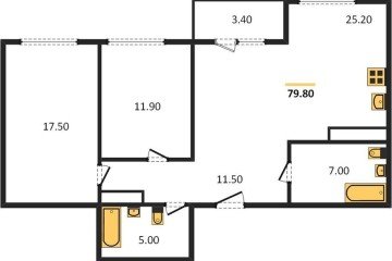 Фото №1: 2-комнатная квартира 78 м², 23/24 эт. - Краснодар, мкр. ЖК Все Свои Вип, ул. Колхозная, 5/2