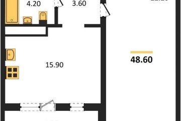 Фото №1: 1-комнатная квартира 47 м², 3/24 эт. - Краснодар, мкр. ЖК Все Свои Вип, ул. Колхозная, 5/2к1