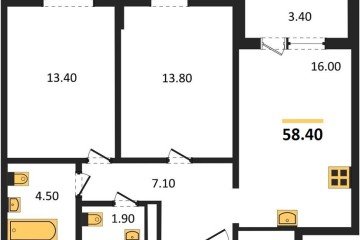 Фото №1: 2-комнатная квартира 58 м², 6/24 эт. - Краснодар, мкр. ЖК Все Свои Вип, ул. Колхозная, 5/2к1