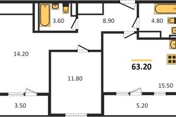 Фото №1: 2-комнатная квартира 63 м², 24/24 эт. - Краснодар, мкр. ЖК Все Свои Вип, ул. Колхозная, 5/2