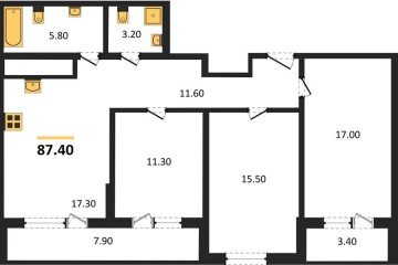 Фото №1: 3-комнатная квартира 88 м², 3/24 эт. - Краснодар, мкр. ЖК Все Свои Вип, ул. Колхозная, 5/2