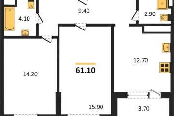 Фото №1: 2-комнатная квартира 60 м², 15/24 эт. - Краснодар, мкр. ЖК Все Свои Вип, ул. Колхозная, 5/2