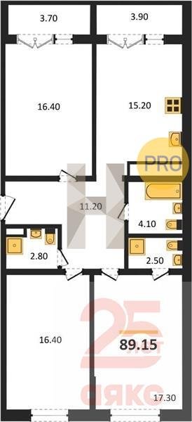 Фото №1: 3-комнатная квартира 89 м² - Краснодар, жилой комплекс Все Свои, ул. Колхозная, 5/2