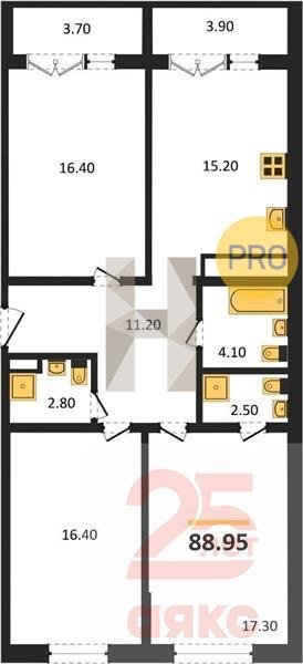 Фото №1: 3-комнатная квартира 88 м² - Краснодар, жилой комплекс Все Свои, ул. Колхозная, 5/2