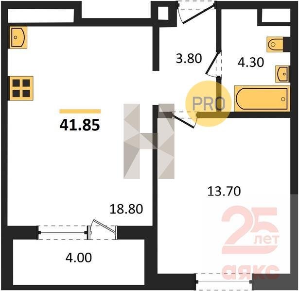 Фото №1: 1-комнатная квартира 41 м² - Краснодар, жилой комплекс Все Свои, ул. Колхозная, 5/2