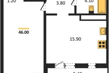 Фото №1: 1-комнатная квартира 46 м², 3/24 эт. - Краснодар, мкр. ЖК Все Свои Вип, ул. Колхозная, 5/2