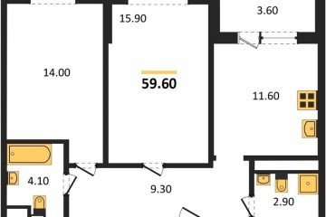 Фото №1: 2-комнатная квартира 59 м², 15/24 эт. - Краснодар, мкр. ЖК Все Свои Вип, ул. Колхозная, 5/2