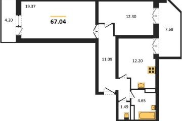 Фото №1: 2-комнатная квартира 68&nbsp;м², 23/24&nbsp;эт. - Краснодар, мкр. Музыкальный, ул. Российская, 257/7
