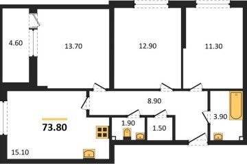 Фото №1: 3-комнатная квартира 73&nbsp;м², 2/16&nbsp;эт. - Краснодар, мкр. жилой комплекс Самолёт-6, 