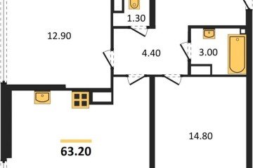 Фото №1: 2-комнатная квартира 63&nbsp;м², 16/16&nbsp;эт. - Краснодар, мкр. жилой комплекс Самолёт-6, 
