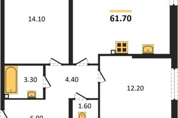 Фото №1: 2-комнатная квартира 61 м², 1/16 эт. - Краснодар, мкр. жилой комплекс Самолёт-6, ул. Ивана Беличенко, 92к4