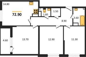 Фото №1: 3-комнатная квартира 72 м², 13/16 эт. - Краснодар, мкр. жилой комплекс Самолёт-6, ул. Ивана Беличенко, 92к5