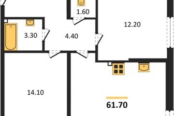 Фото №1: 2-комнатная квартира 61 м², 2/16 эт. - Краснодар, мкр. жилой комплекс Самолёт-6, ул. Ивана Беличенко, 90к1
