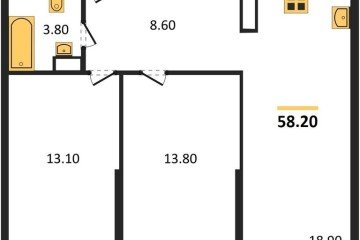 Фото №1: 2-комнатная квартира 58 м², 16/16 эт. - Краснодар, мкр. жилой комплекс Самолёт-6,