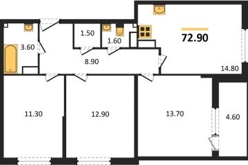 Фото №1: 3-комнатная квартира 72 м², 14/16 эт. - Краснодар, мкр. жилой комплекс Самолёт-6, ул. Ивана Беличенко, 90к2