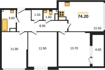 Фото №1: 3-комнатная квартира 74 м², 16/16 эт. - Краснодар, мкр. жилой комплекс Самолёт-6, ул. Ивана Беличенко, 90к2